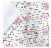 Крафт бумага Розы письмо малиновый/графит на белом фоне 720мм/40гр/10м± 5%