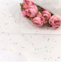 Бумага в листах "Тишью" 50*66 (10шт) с блестками белый Бумага в листах "Тишью" 50*66 (10шт) с блестками белый