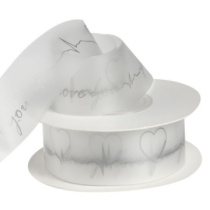 Лента силиконовая с принтом "Love you" 25/25м серебристый 