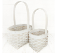 Набор корзин из бересты (секвойя) 2шт, овал, 22*17*12.5/32.5, 16*12*12/27, белый