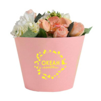 Конус под цветы 13,5*20*14 с тиснением "Океан любви" пудровый