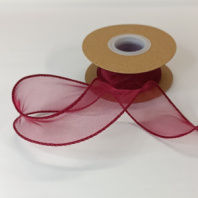 Лента органза однотонная 4 см 10 ярд винный