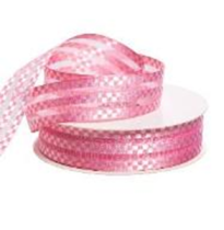 Лента органза с атласными вставками, 2,5cmx18yards, цв.розовый