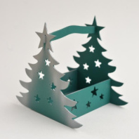 Декоративное новогоднее кашпо "Елочка" цв. зеленый с напылением