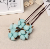 Сухоцвет Хлопок (10шт в 1 букете) 15см ярко- голубой