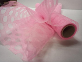 Сетка "Тюль Горох" 50см*5Y нежно-розовый