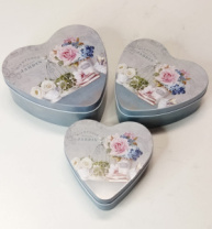 Декоративные металлические коробки-сердца 16X15.5XH6 см, 14X13.5XH5 см, 12X11.5XH4 см (матовый финиш