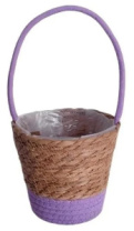 Корзина плетеная (эколоза/хлопковое волокно): D15xH13xHH27 BD10, 1 шт., натур./св.сиреневый