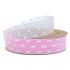 Лента органза  "Горошек" 25мм х30ярд розовый/белый
