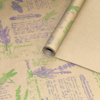 Крафт бумага "Лаванда"цв. салатовый-сиреневый на коричневом фоне 720мм/60гр/60мкр/8,5м± 5%