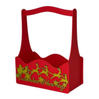 Декоративный ящик с высокой ручкой 255*125 h300 "Счастливого нового года" красный декор золото