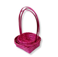 Набор корзин плетеных (бамбук), D19xH9/32, D22xH9.5/34, D25xH10/36см 3шт, розовый