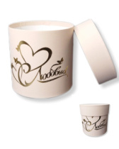 Коробка круглая 13,5*13,5 с тиснением "Два Сердца" кофе с молоком