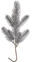Ветка декоративная с глиттером, 37 см, св. серебро
