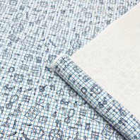 Крафт бумага Школьная пора голубой/синий на белом фоне 700мм*10 м ± 5%