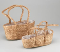 Набор корзин(рогоз): 35*18*H20*HH44*B30*11;31*15*H11*HH39*B28*9, 2 шт. коричневый