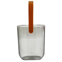 Акриловая ваза для цветов, плоская с пластиковой ручкой, ширина 12,5cm, высота 16cm, цв. Черный