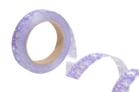 Лента простая (2см*50м) Роза крупная белая на сиреневом Р285