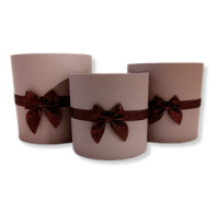 Коробки круглые без крышек Набор из 3х (16*16/18*18/20*20) с бантиком кофе с молоком
