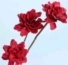 "Камелия" ручной работы длина 50 см 3 шт размер цветка 5*6 см  красный