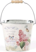 Декоративное овальное кашпо-ведерко "Гортензия" 18X11.5XH15.5/26.5 см. металл