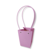 Пакет под цветы 13*9,5*15см Конус Розово-лавандовый с пластиковой ручкой