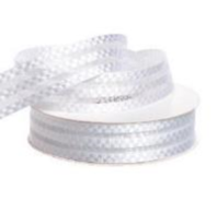 Лента органза с атласными вставками, 2,5cmx18yards, цв.белый