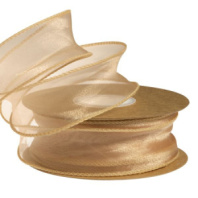 Лента органза однотонная 4 см 10 ярд бежевый