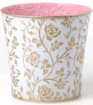 Декоративное кашпо D17,5XH17/B13СМ, белый/золото/св.розовый, металл
