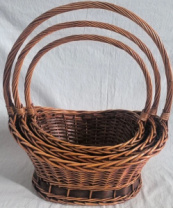 Н-р корзин плетеных (ива), 47*36*17*22*52см. 40*32*15,5*20,5*46см. 33*25*14,5*19*40см. 3 шт. коричн