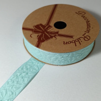 Лента декоративная "Узоры" 25mm*10 ярд, мятный 