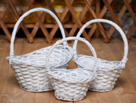 Набор корзин овальные 3 шт. 27*21 см, высота 10/14 см, высота с ручкой 29 см, дно 16*16 см