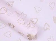 Тишью Бумага "Сердца", 20  листов в упаковке, 20 грамм, 50cmx70cm, цв. розовый с золотом