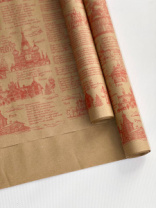 Крафт бумага "Россия" красная цв. на коричневом фоне 720мм/60гр/60мкр/8,5м± 5%