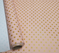 Полипленка матовая 80 мкр 60 см*8 м "Крафтовый горох" нежно-розовый/золото