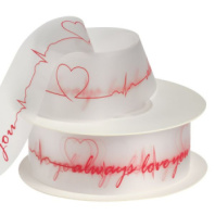 Лента силиконовая с принтом "Love you" 25/25м красный Лента силиконовая с принтом "Love you" 25/25м красный