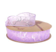 Лента органза "Перламутровые сердца" 25mm*10 ярд сиреневый