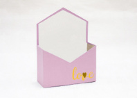 Конверт 180*240*70 с золот. тиснением "love" пыльная роза