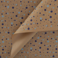 Крафт бумага "Конфетти" синий/голубой цв. на коричневом фоне 720мм/60гр/10м± 5%