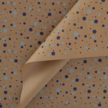Крафт бумага "Конфетти" синий/голубой цв. на коричневом фоне 720мм/60гр/10м± 5%