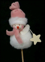 Новогоднее декоративное изделие Снеговик на палочке 8 см Новогоднее декоративное изделие Снеговик на палочке 8 см