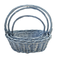 Корзины из ивы 38*30*13, 33*25*12, 28*20*10, 3шт, овал, сине-голубой