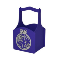 Декоративный ящик квадратный 140*125*h225 "Новогодний декор" сиреневый декор серебро