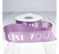 Лента атласная с принтом I Like you 25/25ярд сиреневый/белый Лента атласная с принтом I Like you 25/25ярд сиреневый/белый
