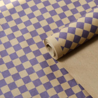 Крафт бумага "Ромбы" фиолетовый цв.на коричневом фоне 70 см*8,5 ярд ± 5%