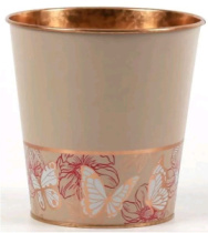 Декоративное кашпо "Бабочки" 15XH15CM/B11, металл, бежевый