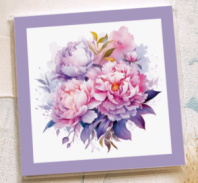 Карточка "Букет фиолетовых пионов" К449 Карточка "Букет фиолетовых пионов" К449