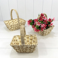 Корзины плетёные Круглые Набор 1/3 27*20*10 (±5%) из бумаги с ручкой Бежевый