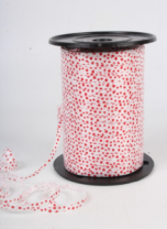 Лента простая (0,5см*500ярд) красный горошек Р0563 белый Лента простая (0,5см*500ярд) красный горошек Р0563 белый