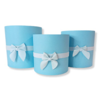 Коробки круглые без крышек Набор из 3х (13*13/16*16/18*18) с бантиком голубой макарунс